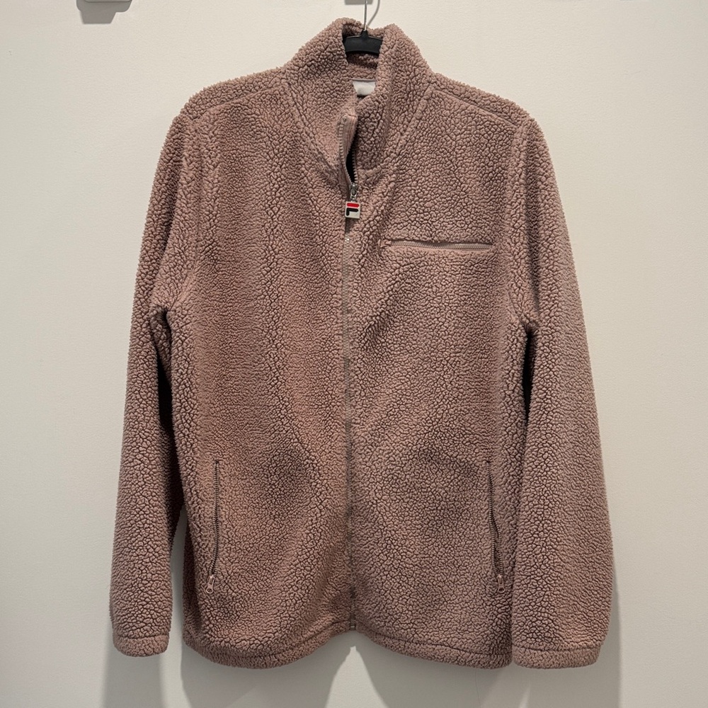 Men’s S FILA Cozy Full-Zip Sherpa Jacket - muted dusty mauve